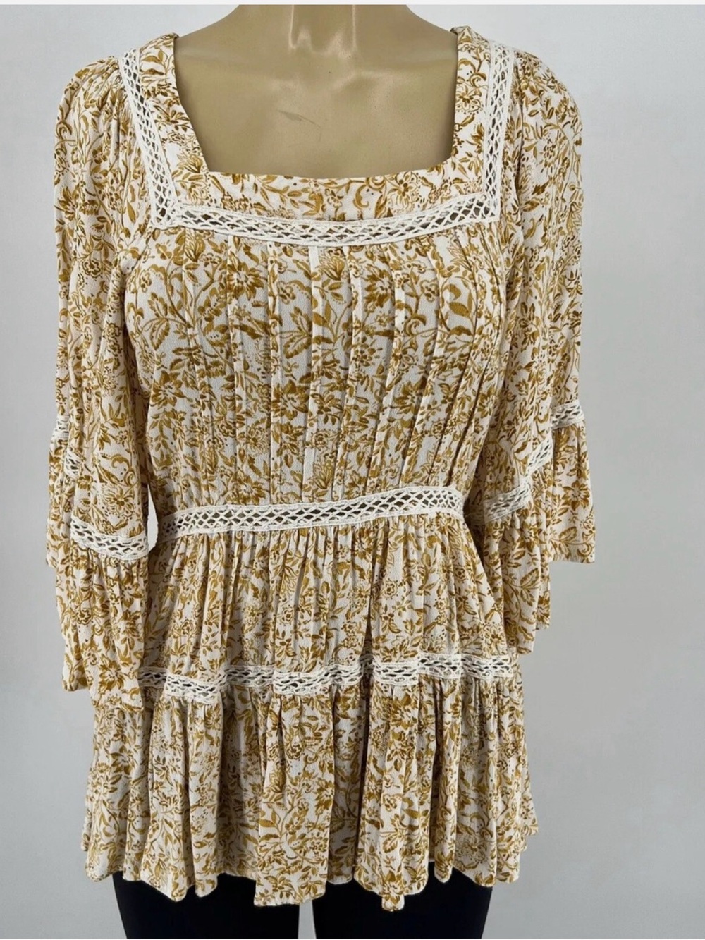 Free People Cream shirt with Amber Floral Print